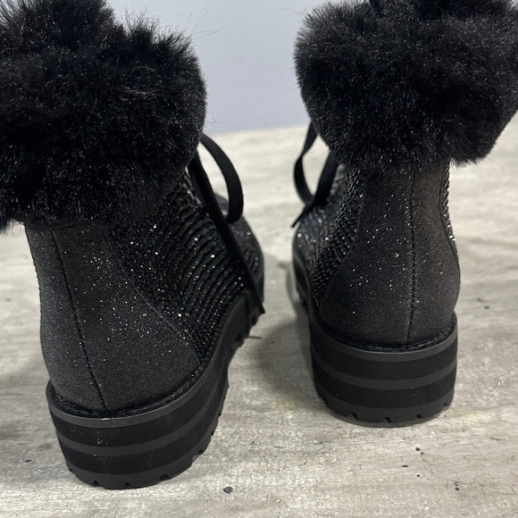 Jessica Simpson Black Sparkle Lace Up Boots - Picture 3 of 5